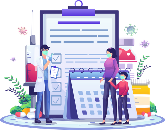 Consulta de vacina corona  Illustration