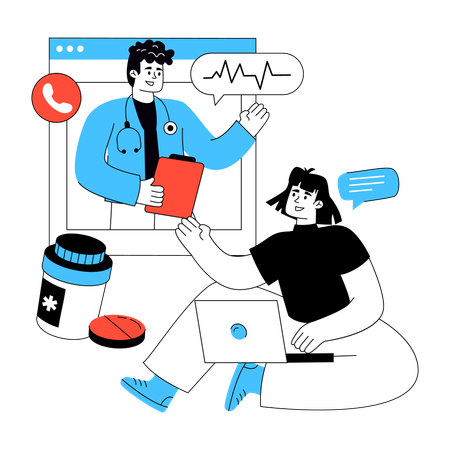 Consulta médica em casa  Illustration