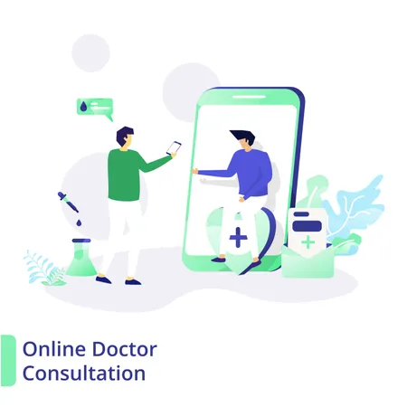 Consulta médica en línea  Ilustración