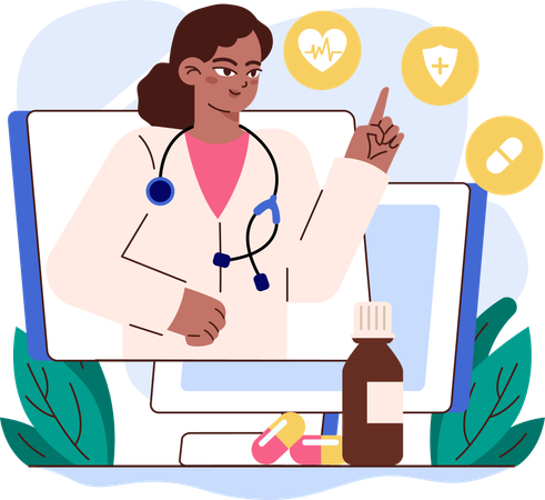 Consulta médica on-line  Ilustração