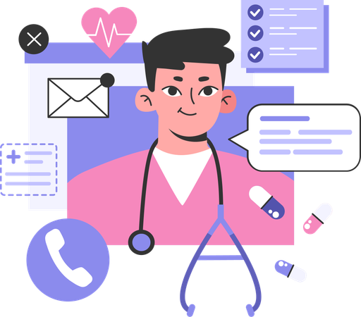 Consulta médica on-line  Ilustração