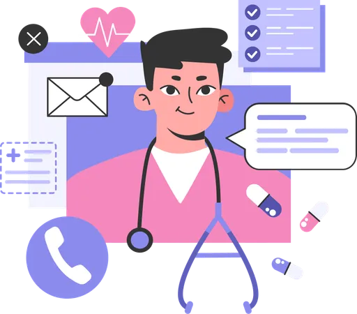 Consulta médica on-line  Ilustração