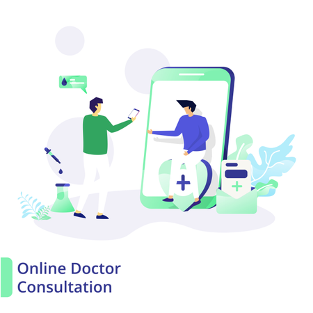 Consulta médica on-line  Ilustração