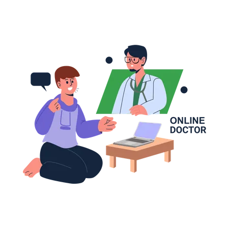 Consulta médica on-line  Ilustração