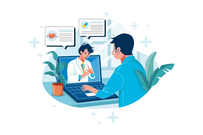 Consulta médica on-line  Ilustração