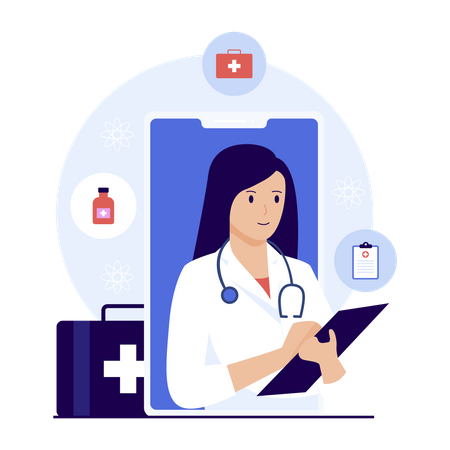 Consulta médica on-line  Ilustração