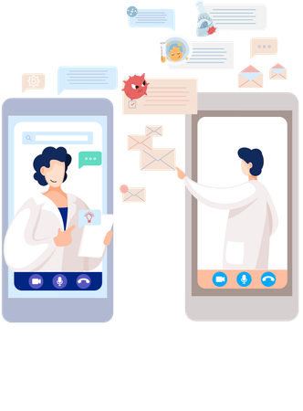 Consulta médica online a través del smartphone  Ilustración