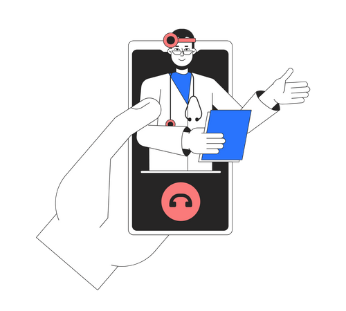 Consulta médica on-line no celular  Ilustração