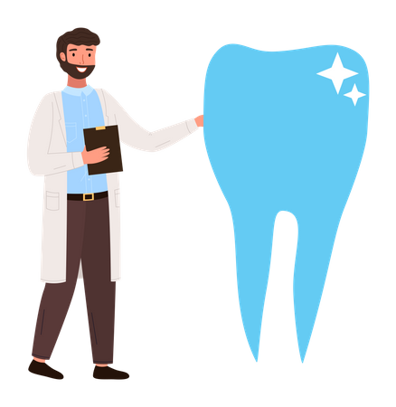 Consulta médica sobre odontología.  Ilustración