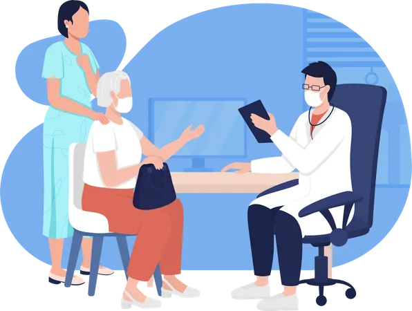 Doctor consulta paciente  Ilustración