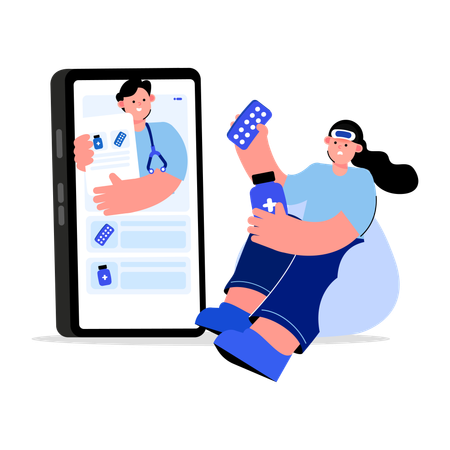 Consulta on-line com médico  Ilustração