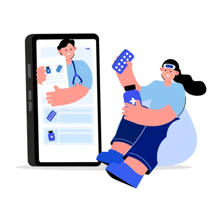 Consulta on-line com médico  Ilustração