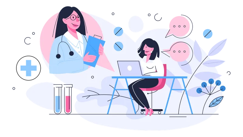 Consulta on-line com médico  Ilustração