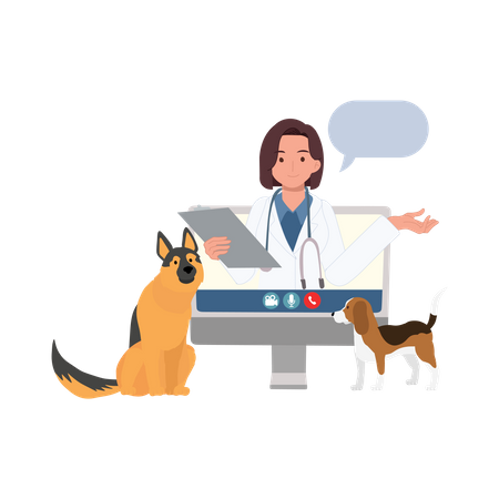 Consulta veterinaria en línea  Ilustración