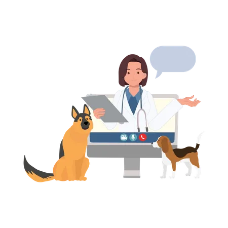 Consulta veterinaria en línea  Ilustración