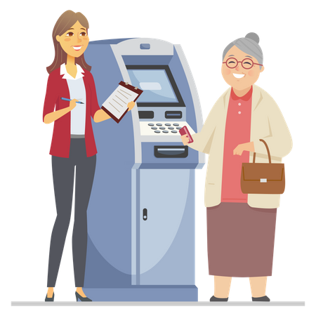 Consultant helping senior woman  イラスト