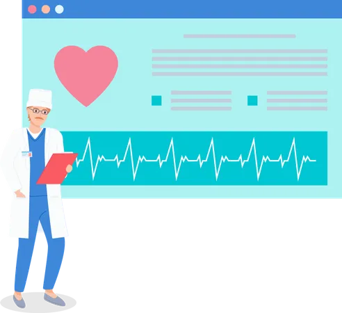 Consultation de cardiologie en ligne  Illustration