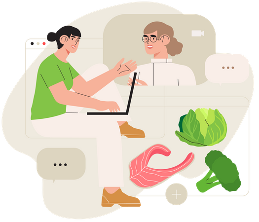 Consultation diététiste en ligne  Illustration