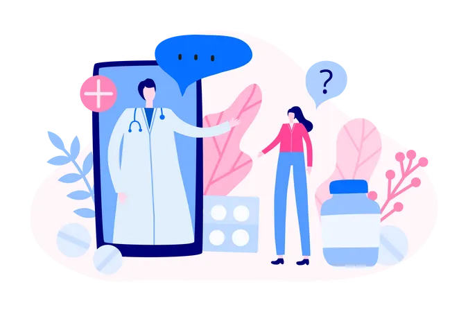 Consultation en ligne avec un médecin  Illustration