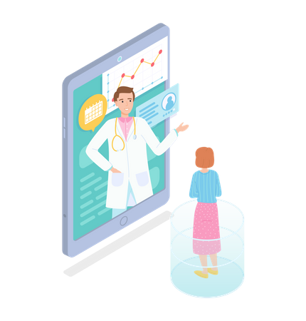 Consultation en ligne avec un médecin  Illustration