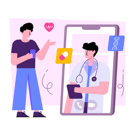 Consultation médicale mobile  Illustration