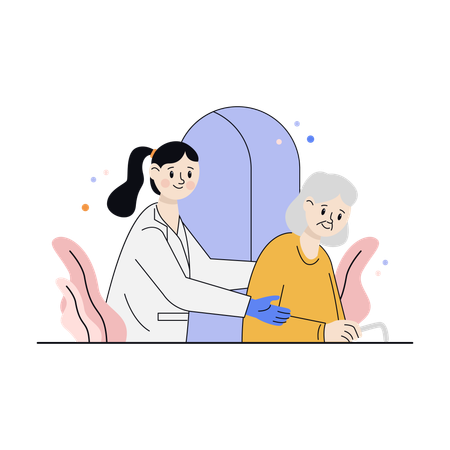 Consultation médicale avec un patient âgé  Illustration