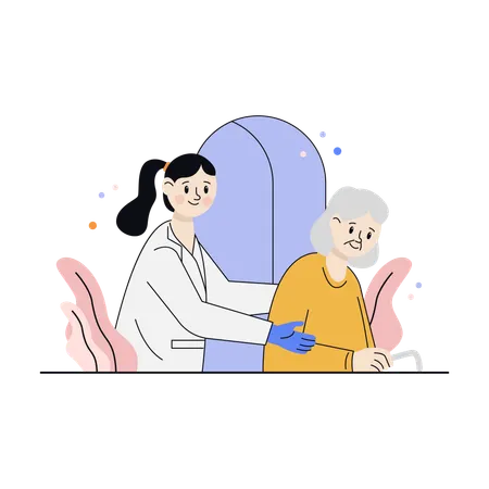 Consultation médicale avec un patient âgé  Illustration