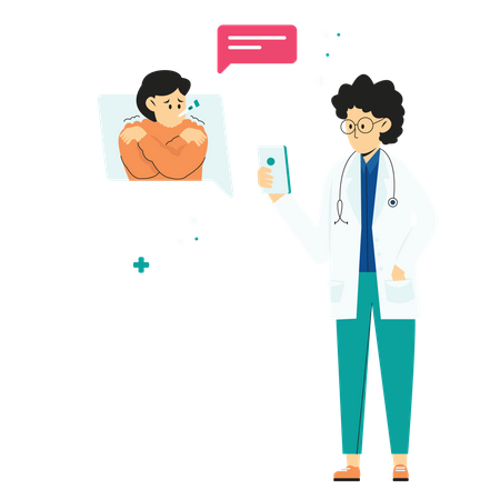 Consultation médicale en ligne avec un médecin  Illustration