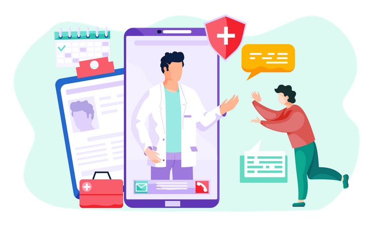 Consultation médicale en ligne  Illustration