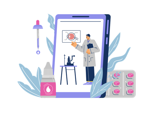 Consultation ophtalmologique en ligne  Illustration
