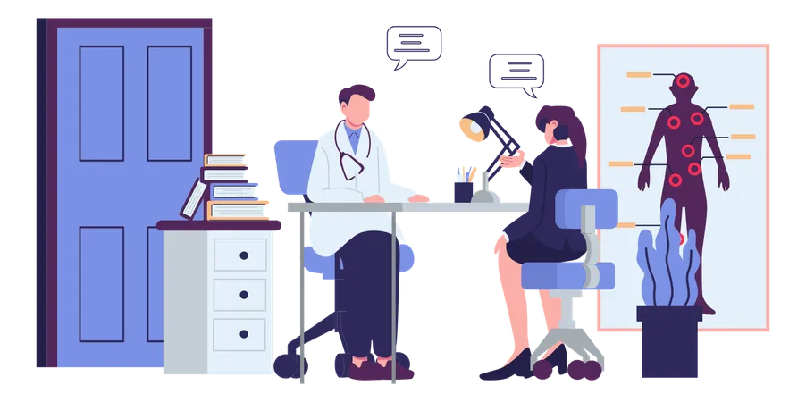 Consultation With Doctor Flat Style Illustration Vector Design Illustration