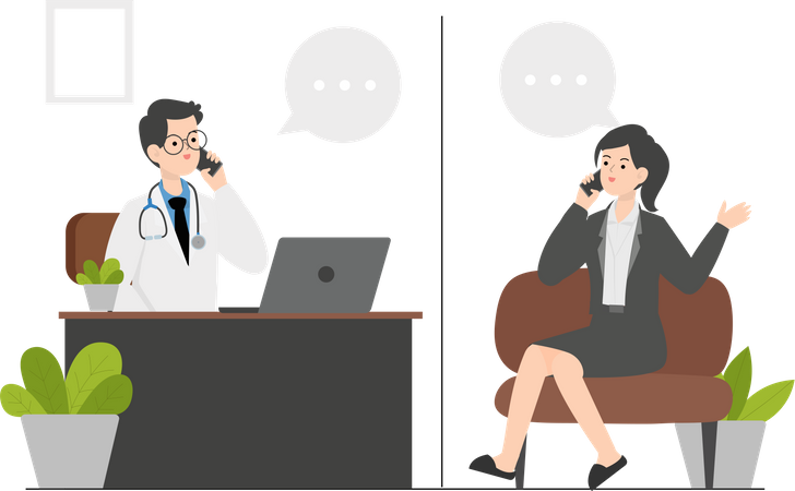 Consultation with psychiatrist on call Illustration