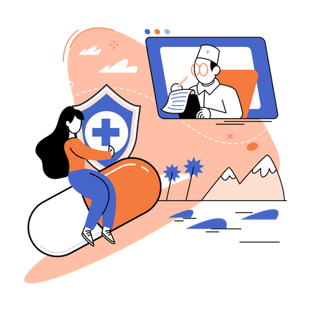 Consulting with doctor online Illustration
