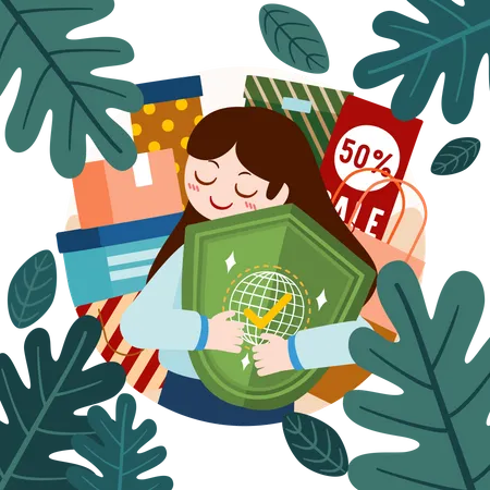 Consumer feeling safe while online shopping  Illustration