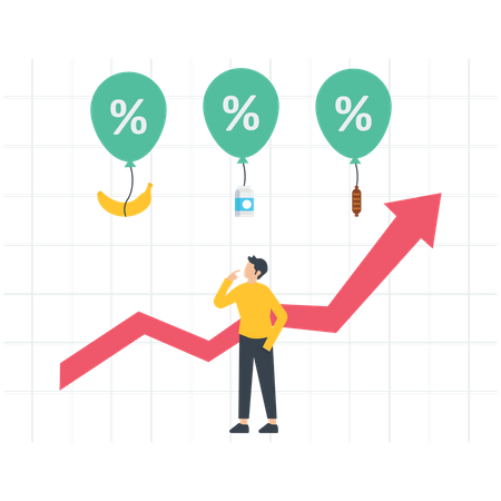 Consumer goods float with air balloons  Illustration