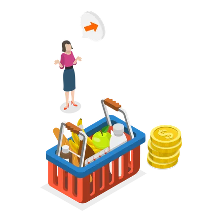 3 D Isometric Flat Vector Illustration Of Consumer Price Index Growth Inflation And Financial Crisis Item 1 Illustration