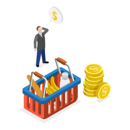 3 D Isometric Flat Vector Illustration Of Consumer Price Index Growth Inflation And Financial Crisis Item 2 Illustration