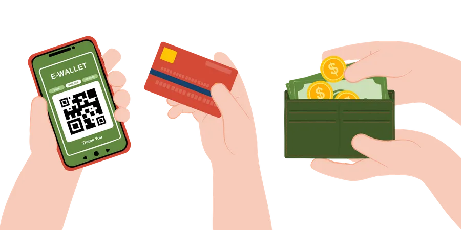 Consumer using digital payment option instead of cash payment  Illustration