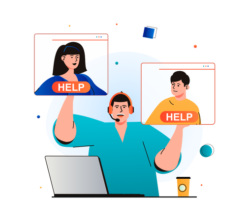 Consumers consult with customer support Illustration