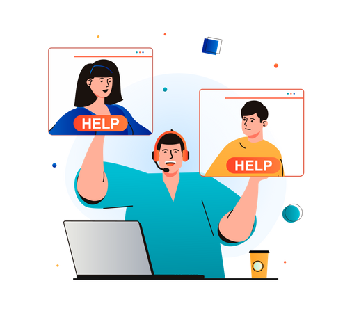 Consumers consult with customer support  Illustration