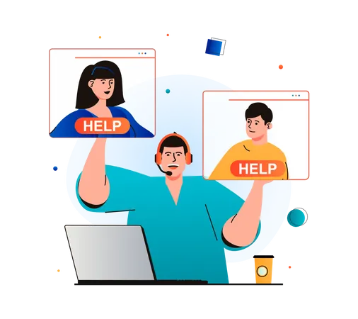 Consumers consult with customer support  Illustration