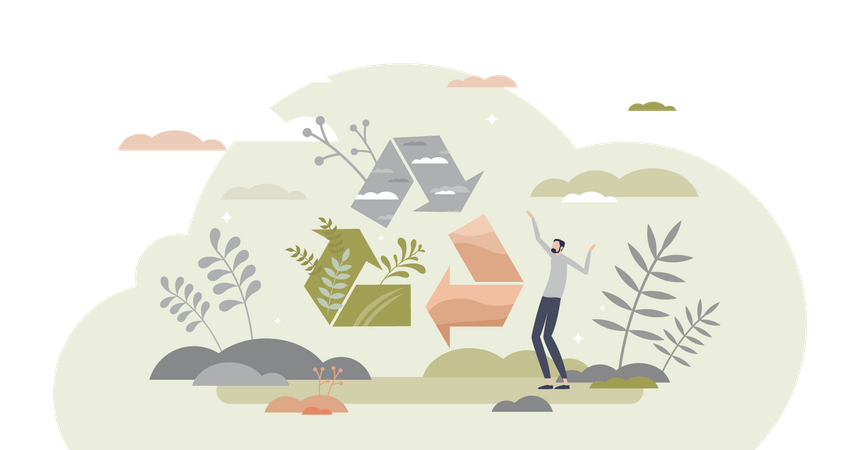 Consumo de recursos ecológicos e reciclagem de materiais ecológicos  Ilustração