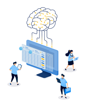 Cerebro conectado a la hoja de cálculo: contabilidad inteligente y flujo de trabajo contable eficiente  Illustration