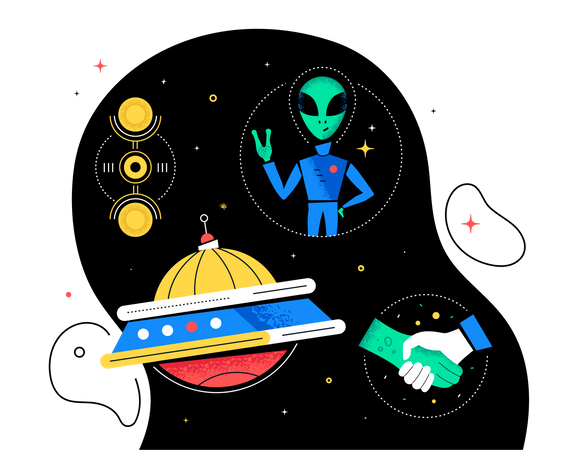 Contact with aliens  Illustration