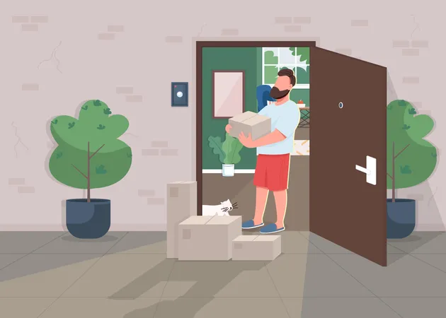 Contactless delivery during lockdown Illustration