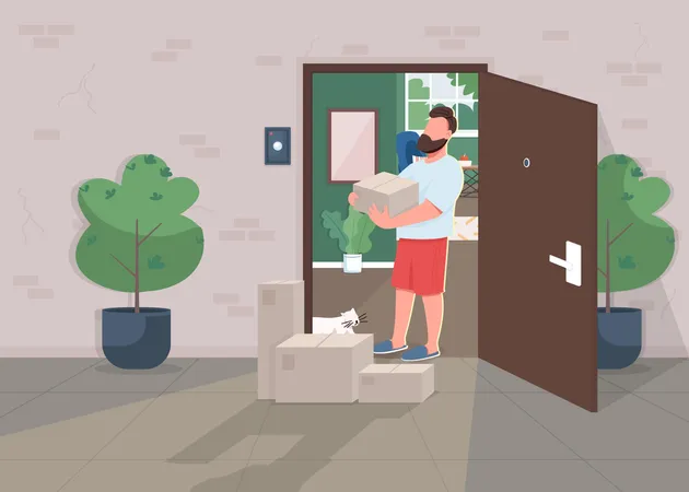 Contactless delivery during lockdown  Illustration