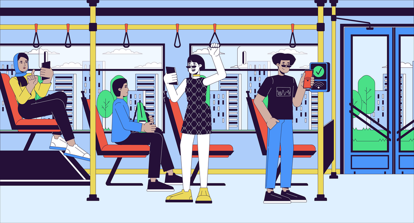 Contactless public transport payment  Illustration