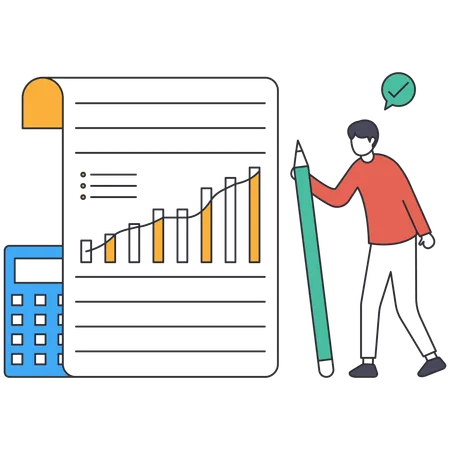 Contador analizando el crecimiento empresarial  Ilustración