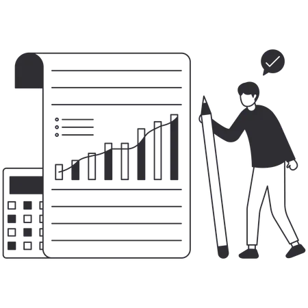 Contador analizando el crecimiento empresarial  Ilustración