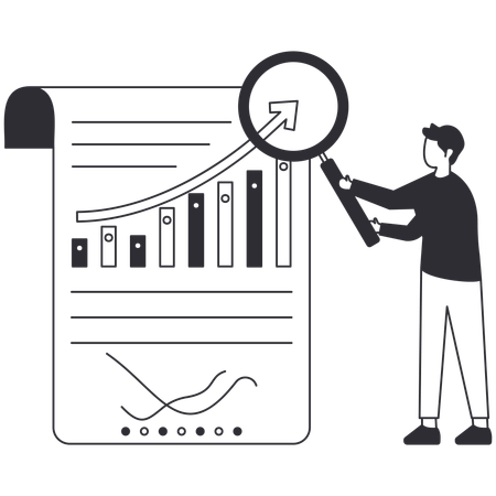 Contador haciendo auditoría del informe comercial  Ilustración